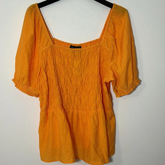 Lane Bryant Illusion Smocked Bodice Short Sleeve Blouse Top Women Size 22 NWT - Picture 4 of 10